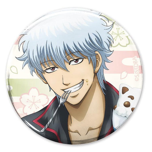 Gintama Anime Merch - Gintoki Sakata 65mm Tin Badge Sakura Pancake and Latte Art Ver. - Doki Doki Land 