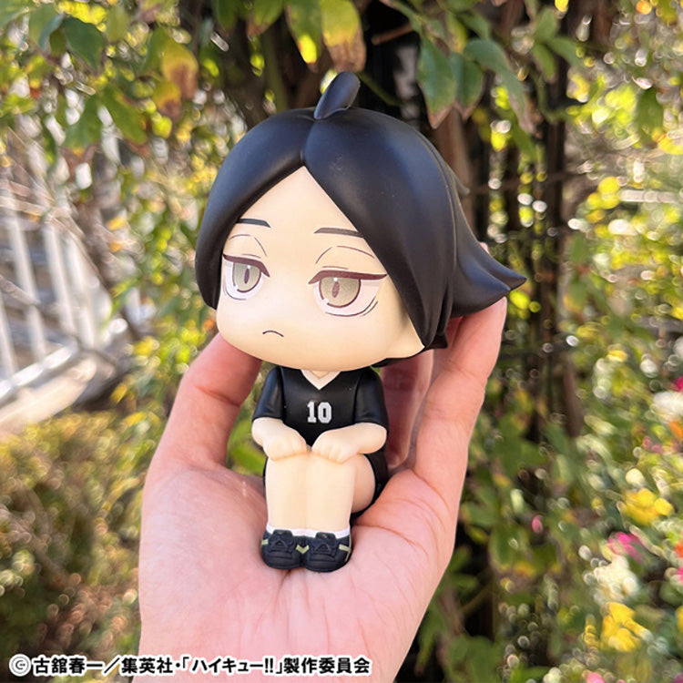 LookUp Haikyuu!! Rintarou Suna Uniform Ver. figure by MegaHouse, sitting pose with upward gaze, detailed Inarizaki High uniform design.
