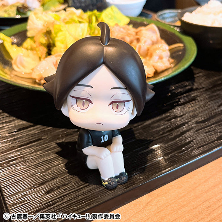 LookUp Haikyuu!! Rintarou Suna Uniform Ver. figure by MegaHouse, sitting pose with upward gaze, detailed Inarizaki High uniform design.
