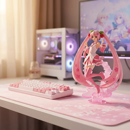 Sakura Miku BANPRESTO EVOLVE Vocaloid figure with cherry blossom pink hair and outfit by Bandai Spirits displayed on the pc desktop