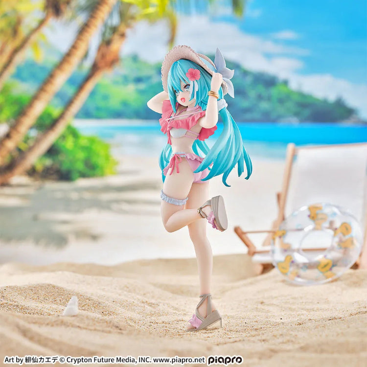 Hatsune Miku Luminasta Conceptual Series Tropical Ver. prize figure, side view showing flowing teal twin-tails