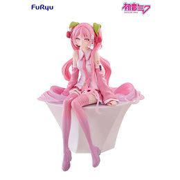 FuRyu Sakura Miku 2026 Ver. Noodle Stopper Figure, pink cherry blossom themed Hatsune Miku sitting anime collectible.