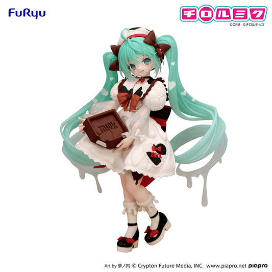 FuRyu Trio-Try-iT Hatsune Miku Milk Version figure, TIROL CHOCO collab with teal twin-tails and chocolate accessory.