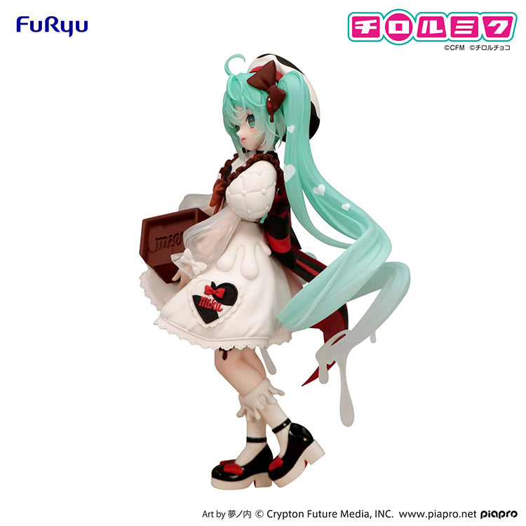 FuRyu Trio-Try-iT Hatsune Miku Milk Version figure, TIROL CHOCO collab with dripping teal twin-tails and chocolate box.