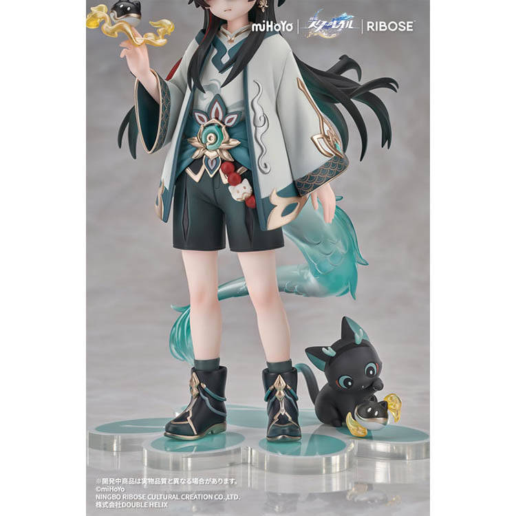 Honkai Star Rail Chibineko Dan Heng Imbibitor Lunae figure with black cat companions by RIBOSE