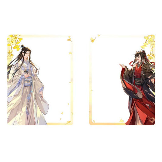 Mo Dao Zu Shi Qiu Zui Wei Yang Ver. Acrylic Clear Card Set featuring Wei Wuxian and Lan Wangji in autumn-themed traditional Chinese backgrounds.