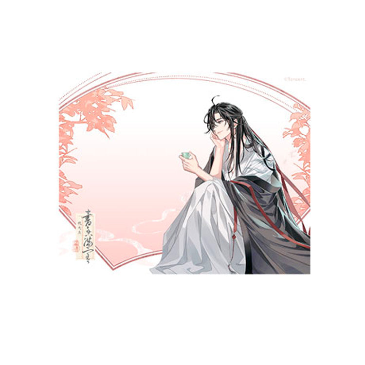 Mo Dao Zu Shi Shu Xiang Man Shi Ver. Acrylic Clear Card Set featuring Lan Wangji and Wei Wuxian sitting in serene, traditional Chinese-inspired backgrounds.