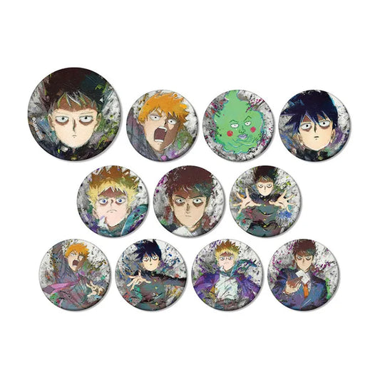 Mob Psycho 100 III Anime Merch - Trading grunge CANVAS Matte Tin Badge - Doki Doki Land