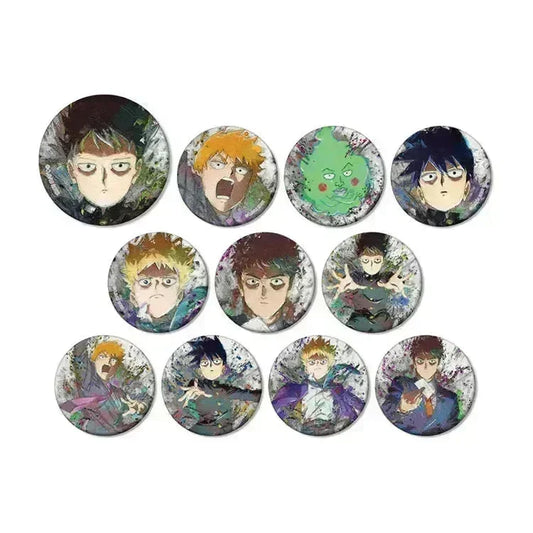 Mob Psycho 100 III Anime Merch - Trading grunge CANVAS Matte Tin Badge - Doki Doki Land