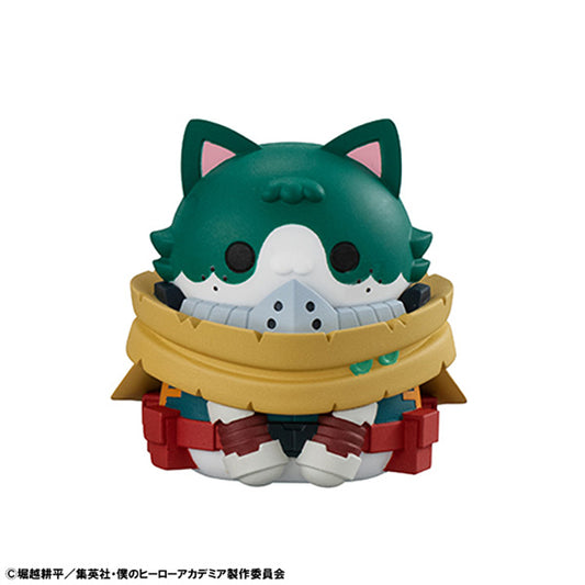 My Hero Academia MEGA CAT PROJECT Nyanko Series 1 blind box cat-style mini figures featuring Deku, Todoroki, Hawks, Endeavor, and more