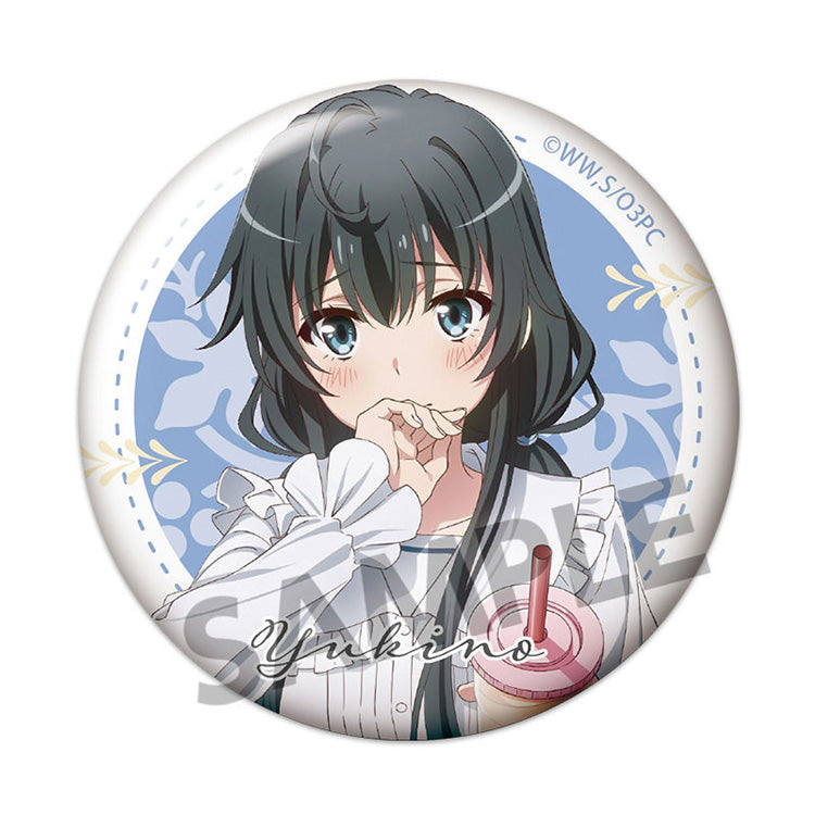 Oregairu Park Date trading can badge set featuring Yukino, Yui, and Iroha from My Teen Romantic Comedy SNAFU, with cute newly drawn illustrations.