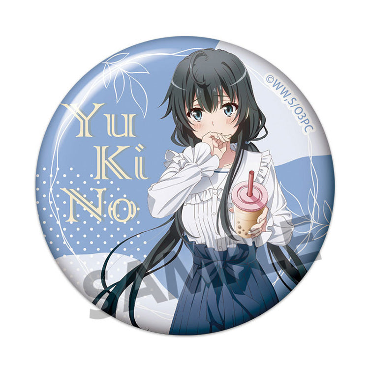 Oregairu Park Date trading can badge set featuring Yukino, Yui, and Iroha from My Teen Romantic Comedy SNAFU, with cute newly drawn illustrations.