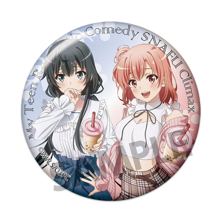 Oregairu Park Date trading can badge set featuring Yukino, Yui, and Iroha from My Teen Romantic Comedy SNAFU, with cute newly drawn illustrations.