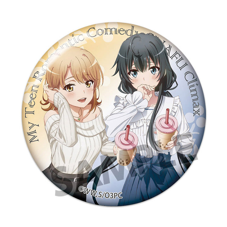 Oregairu Park Date trading can badge set featuring Yukino, Yui, and Iroha from My Teen Romantic Comedy SNAFU, with cute newly drawn illustrations.
