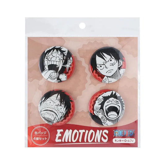 One Piece Anime Merch - EMOTIONS Monkey D. Luffy Set of 4 can badges - Doki Doki Land