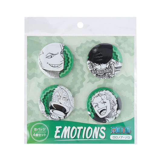 One Piece Anime Merch - EMOTIONS Roronoa Zoro Set of 4 can badges