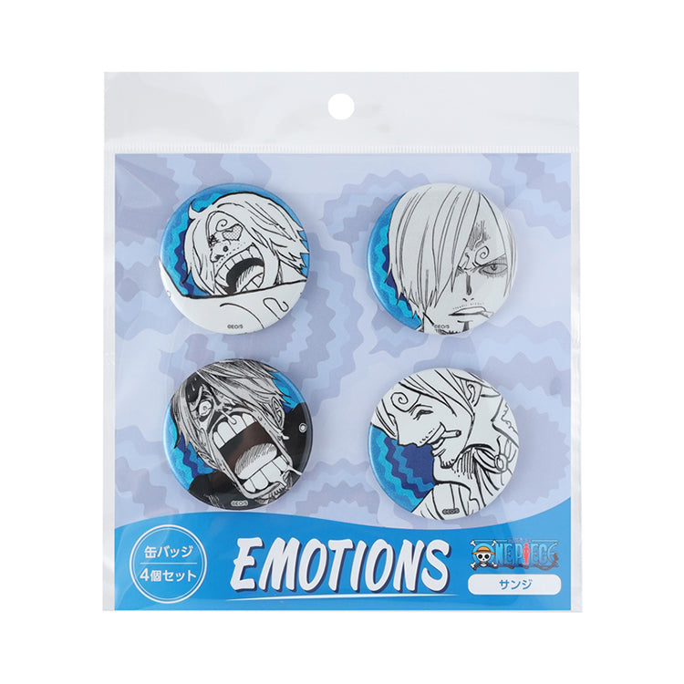 One Piece Anime Merch - EMOTIONS Sanji Set of 4 can badges