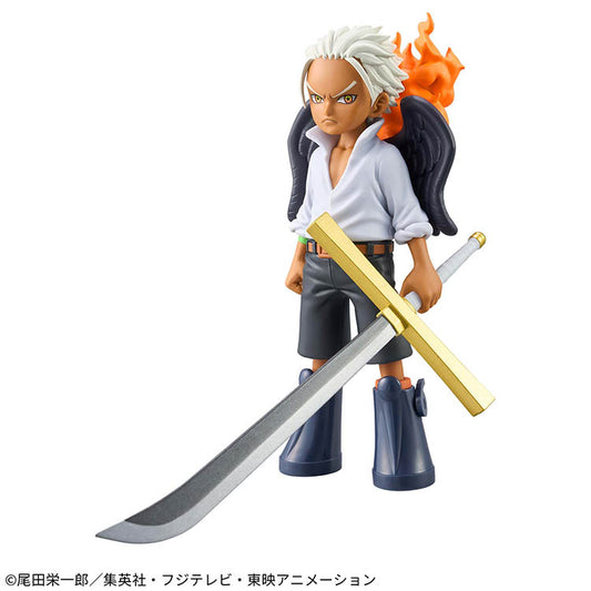 Official One Piece DXF The Grandline Series S-Hawk figure, featuring detailed sculpting and vibrant colors. This collectible showcases S-Hawk with his signature black wings, fiery effect on his back, and dual swords including a faithfully recreated large blade. Designed with sharp facial expression, dynamic stance, and high-quality paintwork, this S-Hawk figure is a must-have for One Piece fans and anime figure collectors.