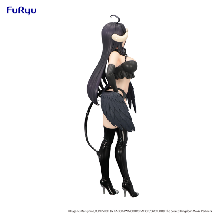 Overlord Albedo BiCute Dark figure by FuRyu in black outfit, standing pose with wings and horns, detailed anime collectible over 10 inches tall