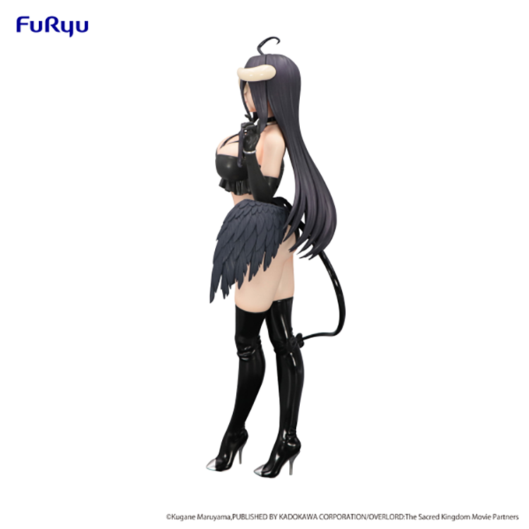 Overlord Albedo BiCute Dark figure by FuRyu in black outfit, standing pose with wings and horns, detailed anime collectible over 10 inches tall