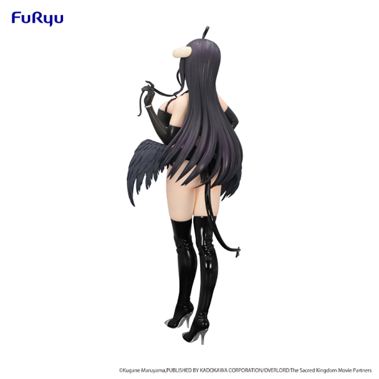 Overlord Albedo BiCute Dark figure by FuRyu in black outfit, standing pose with wings and horns, detailed anime collectible over 10 inches tall