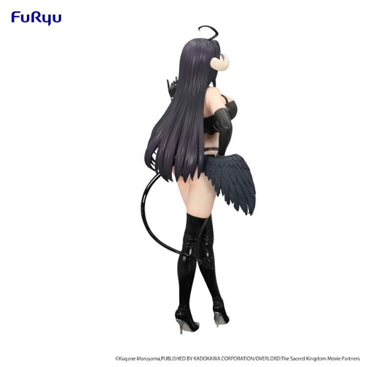 Overlord Albedo BiCute Dark figure by FuRyu in black outfit, standing pose with wings and horns, detailed anime collectible over 10 inches tall