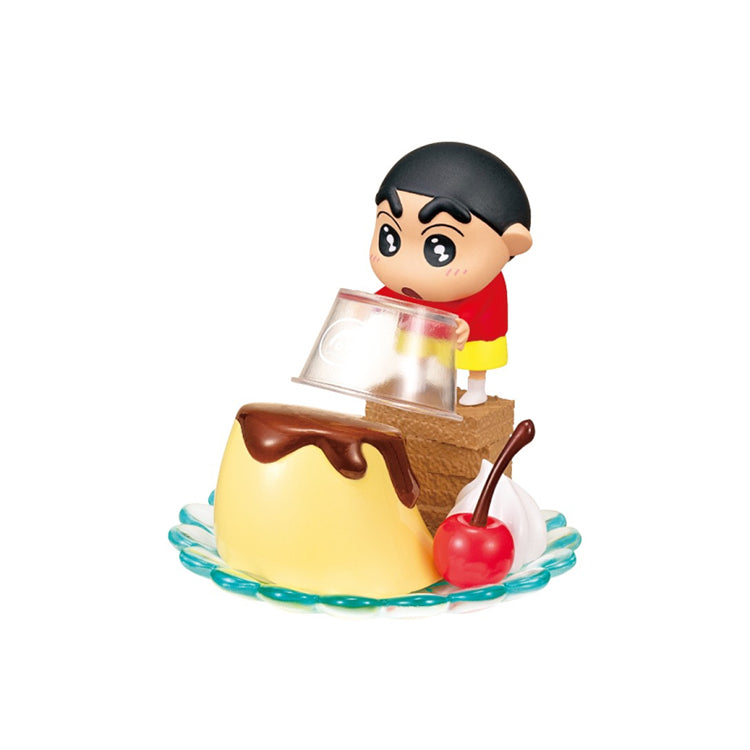 Crayon Shin-chan “Helping with Cooking!” miniature figures showing Shin-chan in various kitchen action scenes with dynamic food motion.