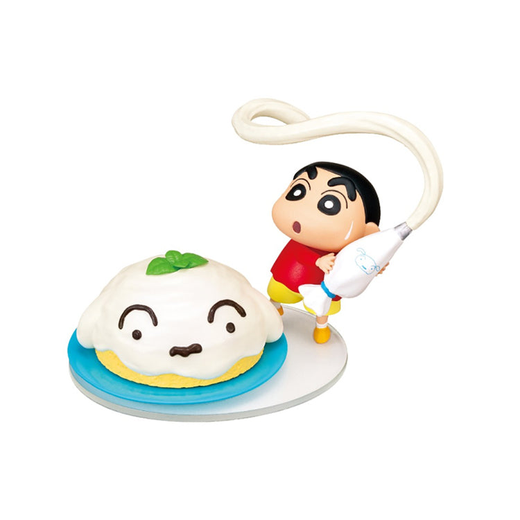 Crayon Shin-chan “Helping with Cooking!” miniature figures showing Shin-chan in various kitchen action scenes with dynamic food motion.