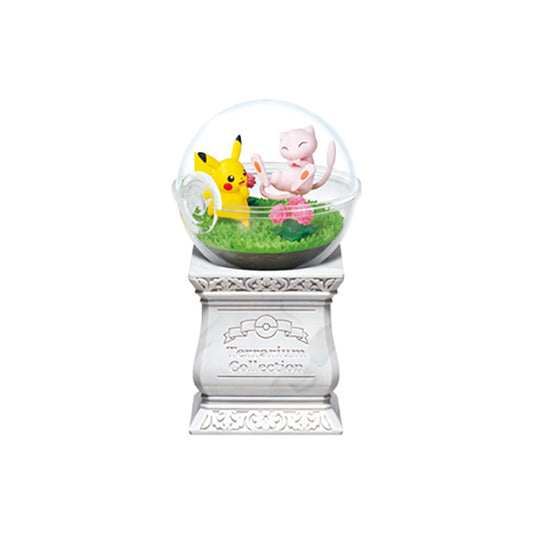 Pokémon Terrarium Collection 15 featuring six Poké Ball-style terrarium figures with Pikachu & Mew, Mewtwo, Lapras, Venusaur, Charizard, and Blastoise.