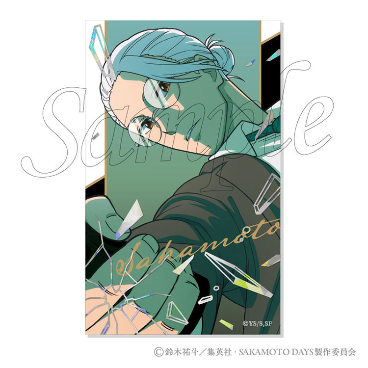 Sakamoto Days Party Mission Shiny Card Collection Premium box set featuring large 145mm cards with silver and hologram foil stamping of the Sakamoto Days characters.