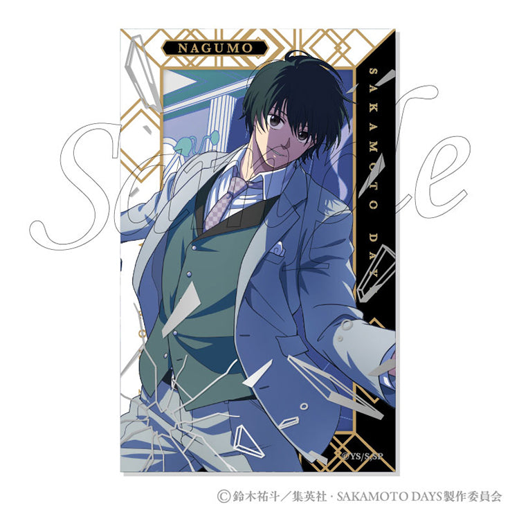 Sakamoto Days Party Mission Shiny Card Collection Premium box set featuring large 145mm cards with silver and hologram foil stamping of the Sakamoto Days characters.