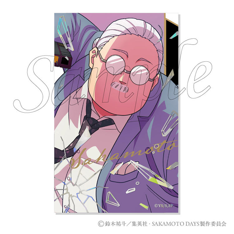 Sakamoto Days Party Mission Shiny Card Collection Premium box set featuring large 145mm cards with silver and hologram foil stamping of the Sakamoto Days characters.
