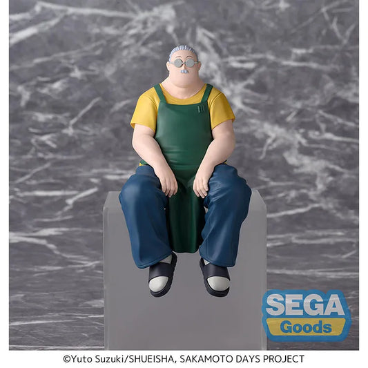 Sakamoto Days Taro Sakamoto SEGA Chokonose figure in store manager attire sitting pose for shelf display.