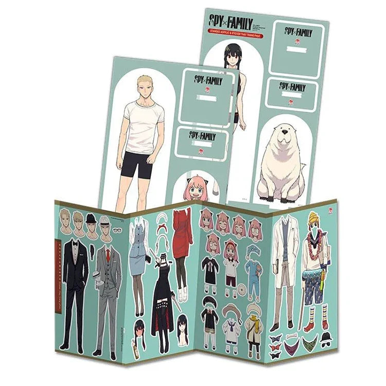 Exclusive SPY x FAMILY collectible acrylic stands and dress-up stickers included in the Volume 13 special edition.