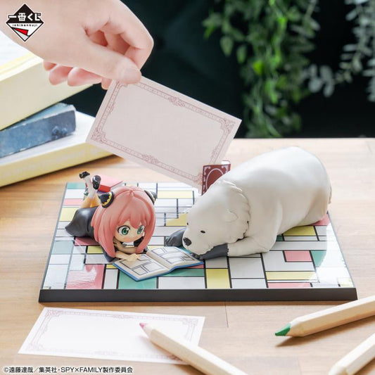 SPY×FAMILY Anya and Bond card holder figure displayed on shelf anime collection