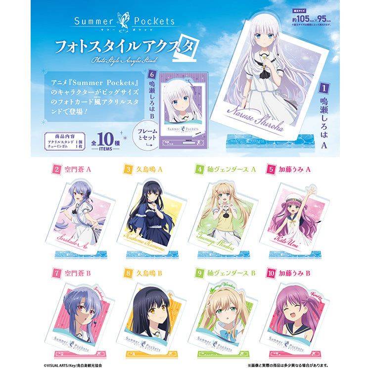 Summer Pockets photo-style acrylic stand! Large collectible design (105×95mm) featuring anime characters in a photo-card look. Official anime merch.