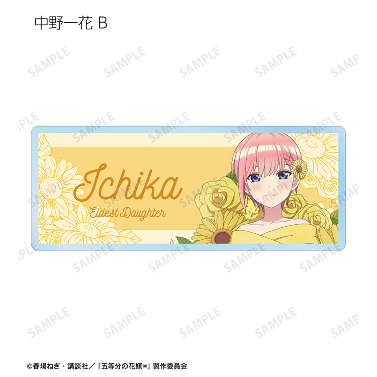 Ichika Nakano herbarium acrylic nameplate with sunflowers for The Quintessential Quintuplets anime display.