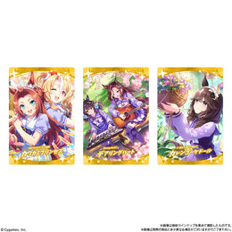 Uma Musume Pretty Derby Twin Wafer 9R metallic collection cards featuring Kawakami Princess and Curren Chan.