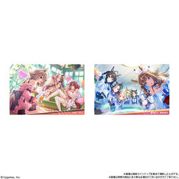 Uma Musume Pretty Derby Twin Wafer 9R SSR support cards with metallic finish and vibrant anime character art.
