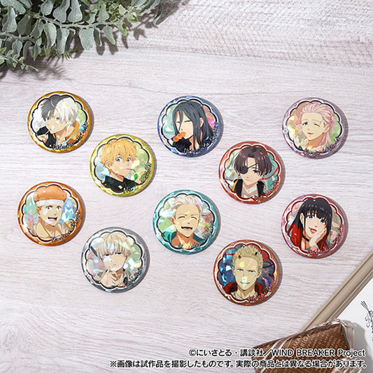 WIND BREAKER Hologram Character Badge Collection featuring glittering holographic designs of anime characters.