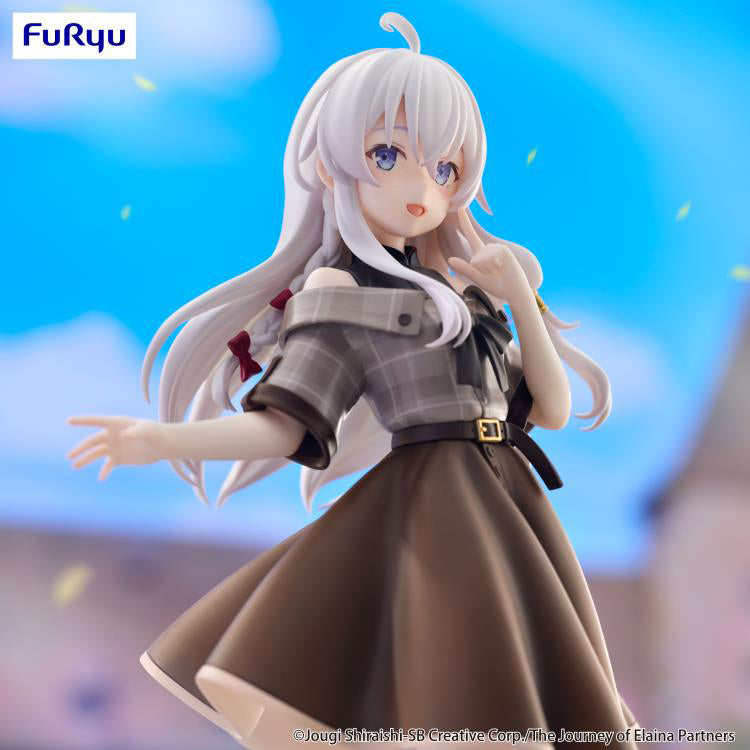 Trio-Try-iT Elaina Brown Outfit Ver. figure from Wandering Witch, featuring Elaina in a dynamic pose with detailed sculpting and rich coloring.