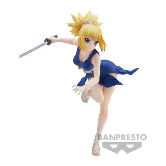 Dr. STONE Kohaku Banpresto figure in dynamic pose holding a katana, showcasing detailed sculpting and athletic physique.